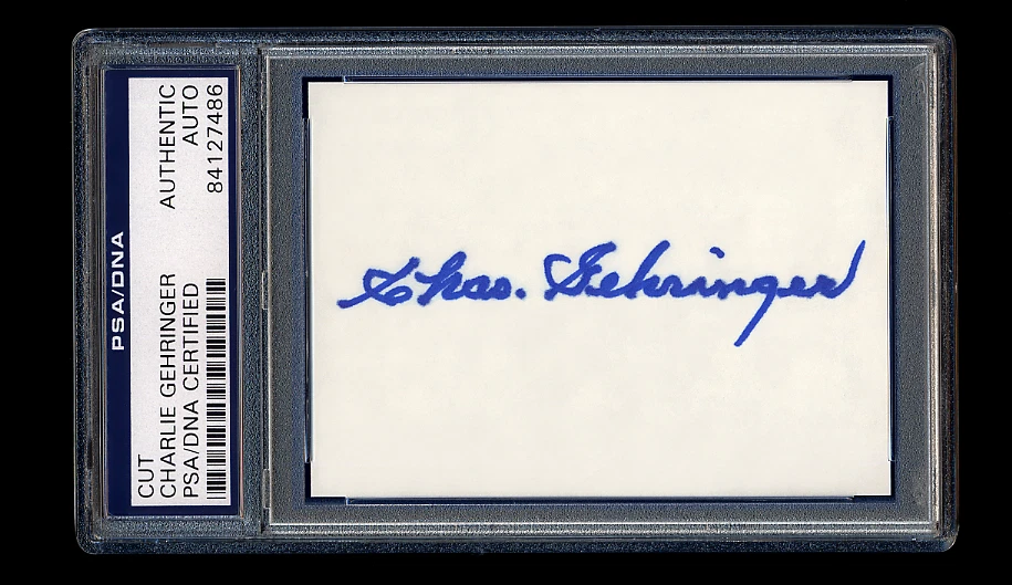 CHARLIE GEHRINGER SIGNED MINT CUT PSA/DNA AUTOGRAPHED DETROIT TIGERS 1935 WSC - Image 1 of 1