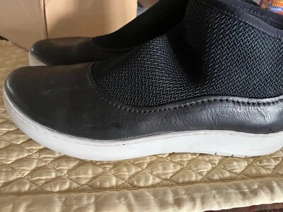 Trippen 42 black back zip white outsole Germany worn 1x leather & stretch fabric - Image 1 of 4