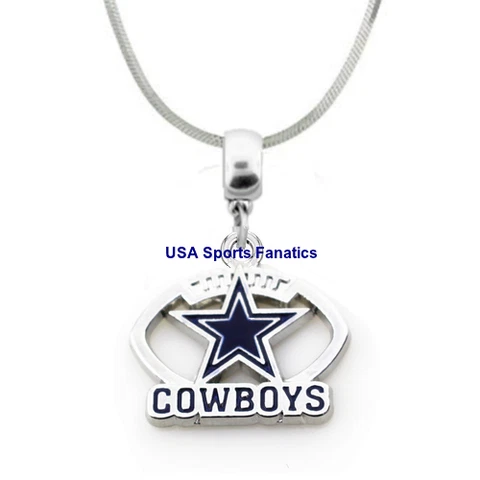 NFL Dallas Cowboys Football Logo Pendant Necklace On A 925 Snake Chain 4 sizes Cover