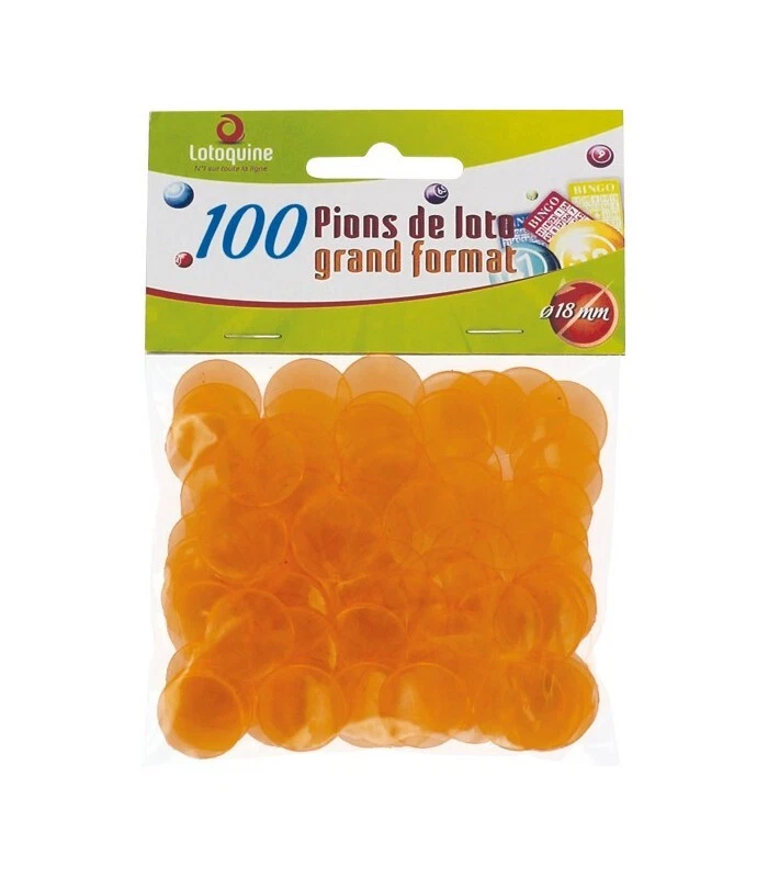 100 pions de marquage 18 mm orange pour Loto et Bingo jetons transparents 300706 - Photo 1/1