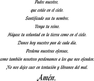 Padre Nuestro (Our Father Prayer in Spanish) Vinyl Decal - Picture 1 of 1