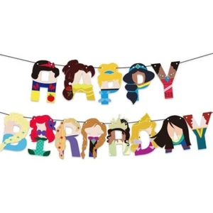 Princess BIRTHDAY PARTY BANNER Decor Garland Set Princess Party Bunting NEW NIP - Picture 1 of 2
