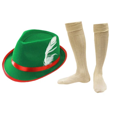 BAVARIAN OKTOBERFEST FANCY DRESS GREEN HAT AND SOCKS GERMAN BEER FESTIVAL — 第 1/4 张图片