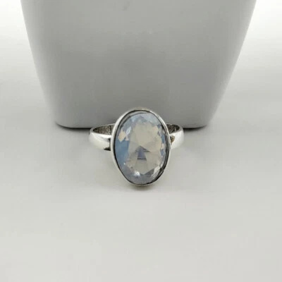 Handmade Natural Opalite Gemstone Solid 925 Sterling Silver Ring For Women - Image 1 of 4