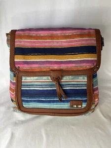 The Sak Happy & Free Convertible Crossbody Backpack Multi Color Stripe Canvas - Picture 1 of 9