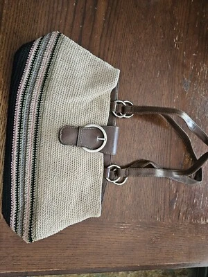 Bolso de hombro estilo hobo vintage tostado con rayas de colores cierre a presión Foto 1 de 4