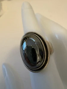 Vintage Georg Jensen Vintage Sterling Silver Hematite Ring. 46A. 925S. US 6.5. - Picture 1 of 7