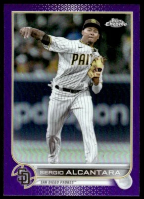 2022 Topps Chrome Update PURPLE REFRACTOR Sergio Alcantara San Diego Padres - Image 1 of 2