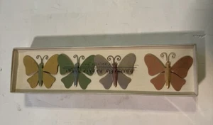 Pier 1 Hand painted Metal Butterfly Napkin Rings Set Of 4 New - Picture 1 of 2