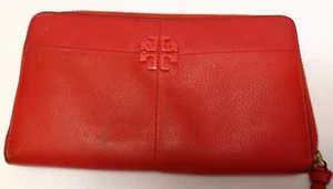 TORY BURCH Soft Pebble Leather IVY Continental Zip-around Wallet Orange Samba - Bild 1 von 9