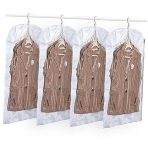 Hanging Vacuum Storage Bags for Clothes, Space Saver Bags 4 Short Light Blue - Picture 1 of 7