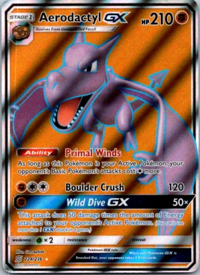 Aerodactyl GX FULL ART 2019 TCG Pokemon #224/236  Sun & Moon UNIFIED MINDS NM - Image 1 of 2