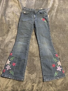Vintage Arizona Jean Company Girls 12 Regular Flare Leg Jeans Embroidered - Picture 1 of 16