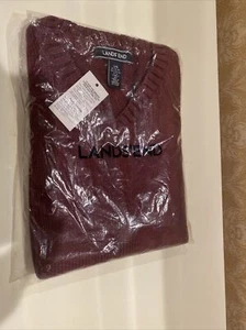 NWT Lands’ End Unisex Size 10-12 Burgundy V-Neck Pullover Sweater - Picture 1 of 3