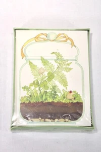Tarjetas de notas de sello vintage helechos terrario tarro 10 tarjetas sobres sellados nuevo - Imagen 1 de 5