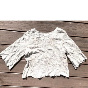 Solitaire Floral Lace Top Bell Sleeve Blouse Elegant Bohemian Style Size S - Picture 1 of 12