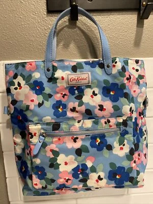 Cath Kidston бледно-синий розовый цветочный наплечная сумка с короткими ручками двусторонняя дорожная сумка - Изображение 1 из 4