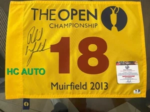 PHIL MICKELSON SIGNED BRITISH OPEN FLAG-GLOBAL COA * MASTERS* BRITISH OPEN * PGA - Picture 1 of 3