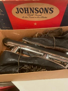 Vintage Black Leather Speed Racing Ice Skates Nestor Johnson Size 8 - Picture 1 of 5