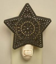 Primitive Punched Tin Star Night Light Country BRN