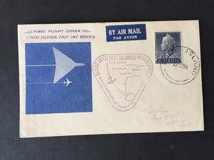 AUSTRALIA/COCOS 1955 FIRST FLIGHT POSTAL SERVICE COVER POSTED - Bild 1 von 2