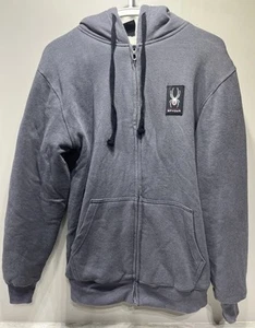 Spyder Hoodie Mens S Charcoal Gray Full Zip Sweatshirt Fleece Lined Ski Sporty - Imagen 1 de 13