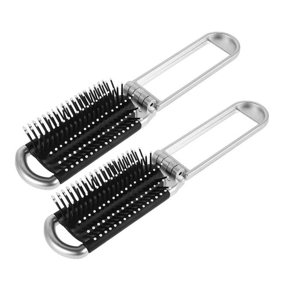  2 Pack Folding Mini Hair Brush with Mirror, Compact - Image 1 of 1