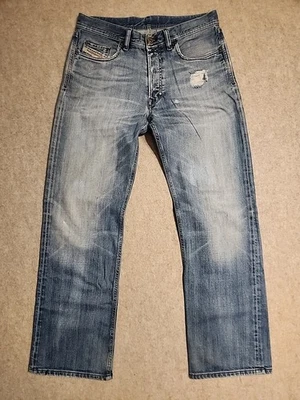 VTG Diesel Kuratt Jeans Relaxed wide leg Distressed Straight Stretch 32x32 Italy - Image 1 of 4