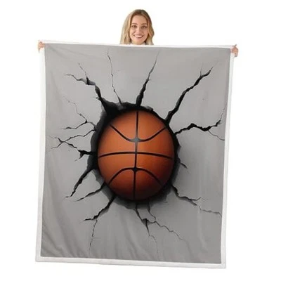  Manta Sherpa de Baloncesto para Niños para Sofá Sofá Hombres Deportes Tema Tiro Multi 832 Foto 1 de 4