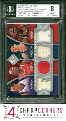 2009 SP ИГРА Б/У 4 НА 4 ТКАНИ MICHAEL JORDAN-STOCKTON-DREXLER BGS 8 С СЕРТИФИКАТОМ ПОДЛИННОСТИ - Изображение 1 из 4