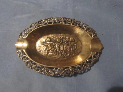 Antique German 800 Silver Repousse Cherub Small Reticulated Tray - Image 1 of 4