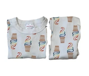 Hanna Andersson Girls Ice Cream Cone Print Long John Pajama Set SZ 130 US 8 - Picture 1 of 10