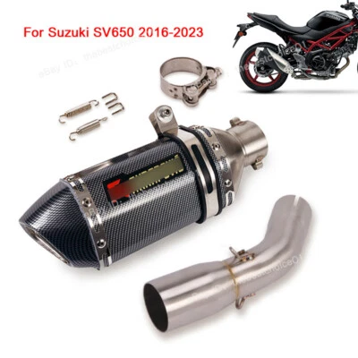For Suzuki SV650 2016-2023 Slip On Exhaust System Mid Link Pipe Modified Muffler - Image 1 of 4