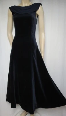 Laura Ashley Kleid 34 dunkelblau Samt Hochzeit Abendkleid vintage Theater 80er - Bild 1 von 4