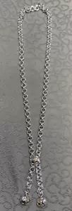 Double Chain Rolo Lariat Silver and Gold Tone Necklace - Picture 1 of 4
