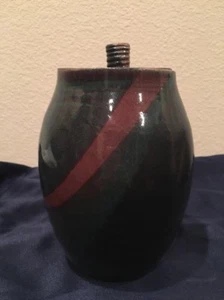 Handgefertigte GLASIERTE KERAMIK 7,5" Kanister Glas mit Deckel SIGNIERT VON DOROTHY - Bild 1 von 7