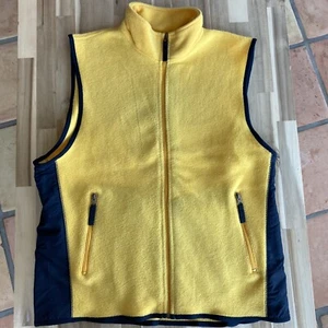 Y2K Vintage MED GAP FLEECE Arctic VEST  Bright Yellow Hiking Back Pouch Outdoors - Picture 1 of 8