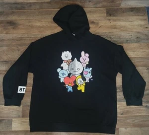 RARE BTS HOODIE BERKSHA BT21 BLACK SWEATSHIRT SIZE M CHARACTERS - Picture 1 of 5