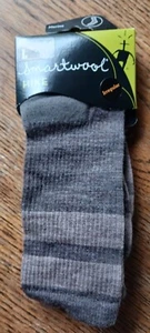 Smartwool socks men's crew large merino wool Taupe Striped Hiking Hike lg L  - Picture 1 of 5