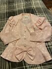 IN THE MOOD Pink Texture Cocktail Blouse Jacket  Size 14 Bow EUC