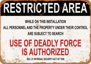 METAL SIGN - Military Use of Deadly Force is Authorized -- Vintage Look - Picture 1 of 2