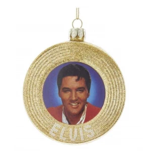 Kurt Adler Elvis Glas Gold Schallplatte Hängeornament - Bild 1 von 2