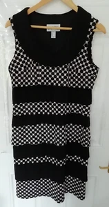Joseph Ribkoff Size 14 Black Baby Pink White Layered Style Stretchy Dress Lined - Picture 1 of 8