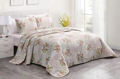 Chezmoi Collection Printed Patchwork Washed Cotton Quilt Set Coverlet Bedspread - Image 1 of 4