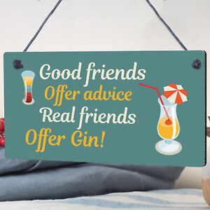 Friendship Gin Sign Garden Plaque Shed Home Bar Pub Alcohol Kitchen Plaque Gift