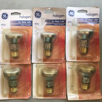 6- GE 40w Indoor Floodlight PAR16 Bulbs 350 Lumen Sku#47576 - Image 1 of 4