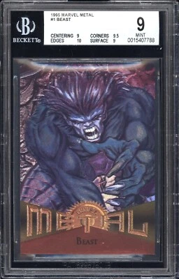1995 Marvel Metal #1 BEAST BGS 9 Mint Pop 3 Graded MCU Avengers X-Men Card - Image 1 of 2
