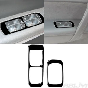 2Pcs Glossy Piano Black Front Window Contro Cover Trim For Porsche Cayenne Sport - Picture 1 of 12