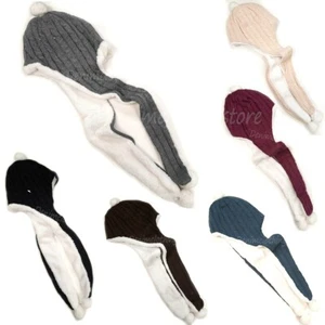Women Winter Warm Soft Plush Faux Fur Hooded Cap Hat Scarves Hood Hat and Scarf - Picture 1 of 11