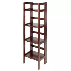 WINSOME WOOD Bookcase+Bookshelves 4-Tier Foldable Shelf, Narrow Walnut Finish - Picture 1 of 9